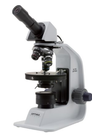 B-150POL-MALC Microscopio polarizzante monoculare, 400x, tavolino ruotante, con Controllo Automatico della Luce