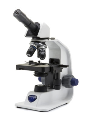 B-155R-PL Microscopio monoculare 1000x, tavolino doppio strato, con batterie ricaricabili