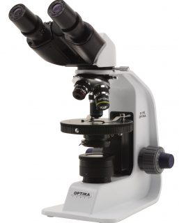 B-150POL-BR Microscopio polarizzante binoculare, 400x, tavolino ruotante, con batterie ricaricabili