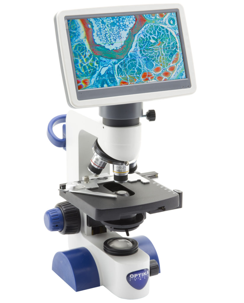 B62V Monocular brightfield microscope, 400x, with 7″ monitor bundle